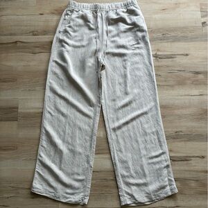 H&M Linen Blend Women's Cream Wide Leg Pants